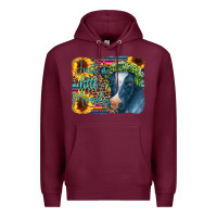 Burgundy Cow Serape Just a Little Moody Premium Hoodie - CowCowDesign