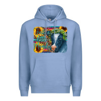 Colony Blue Cow Serape Just a Little Moody Premium Hoodie - CowCowDesign