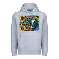Heather Grey Cow Serape Just a Little Moody Premium Hoodie - CowCowDesign