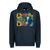 Navy Cow Serape Just a Little Moody Premium Hoodie - CowCowDesign