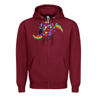 Burgundy Rainbow sheep Zipper Hoodie - CowGirlArtShop