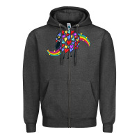 Charcoal Heather Rainbow sheep Zipper Hoodie - CowGirlArtShop