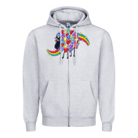 Heather Grey Rainbow sheep Zipper Hoodie - CowGirlArtShop