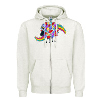 Oatmeal Heather Rainbow sheep Zipper Hoodie - CowGirlArtShop