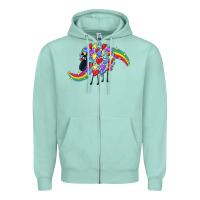 Seafoam Rainbow sheep Zipper Hoodie - CowGirlArtShop