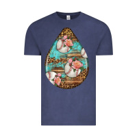 Vintage Denim american football and western roses teardrop Vintage Tee - BundleAndBundleShop