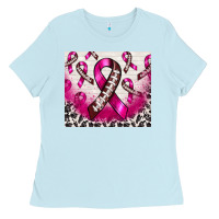 Baby Blue breast cancer american football ribbon Ladies Tee - NancyCooperArtShop