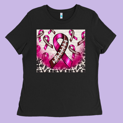 Breast Cancer American Football Ribbon Ladies Tee Designed By Nancycooperartshop