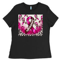 Black breast cancer american football ribbon Ladies Tee - NancyCooperArtShop