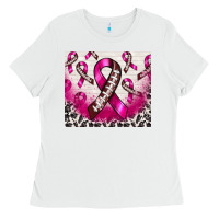 White breast cancer american football ribbon Ladies Tee - NancyCooperArtShop