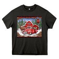 Asphalt Christmas farm reindeer and truck Heavy Core Tee - BarkalooDesign