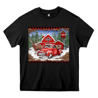 Black Christmas farm reindeer and truck Heavy Core Tee - BarkalooDesign