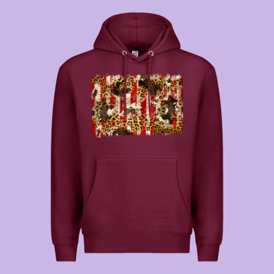 America, Cowhide, Leopard Backgraund Premium Hoodie Designed By Jahusdesignshop