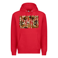 Red america, cowhide, leopard backgraund Premium Hoodie - JahusDesignShop
