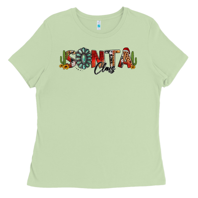 Western Christmas Santa Claus Sunflowers And Cactus Ladies Tee by Jasminsmagicworld | Teevron