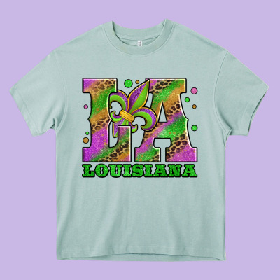Mardi Gras Louisiana Fleur De Lis Heavy Core Tee Designed By Jasminsmagicworld