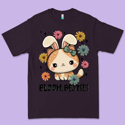 Bloom Bestie Cat Premium Tee Designed By Maliassmallbusiness