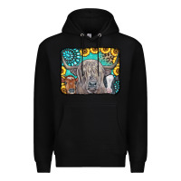 Black Cows Glitter Turquoise Leopard Sunflowers Premium Hoodie - CowCowDesign