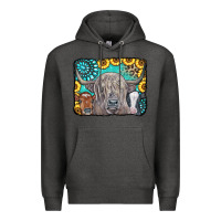 Charcoal Heather Cows Glitter Turquoise Leopard Sunflowers Premium Hoodie - CowCowDesign