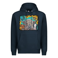 Navy Cows Glitter Turquoise Leopard Sunflowers Premium Hoodie - CowCowDesign