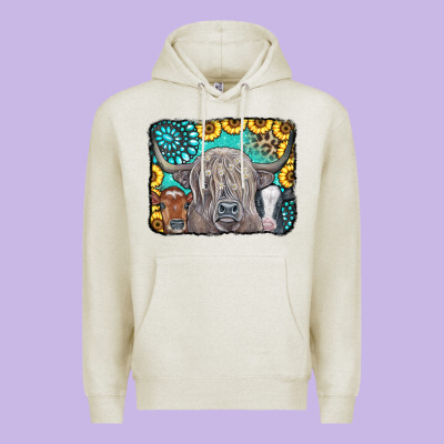 Cows Glitter Turquoise Leopard Sunflowers Premium Hoodie Designed By Cowcowdesign