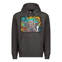 Smoke Cows Glitter Turquoise Leopard Sunflowers Premium Hoodie - CowCowDesign