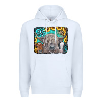 White Cows Glitter Turquoise Leopard Sunflowers Premium Hoodie - CowCowDesign