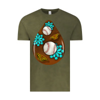 Vintage Olive baseball and western roses teardrop  1 Vintage Tee - BundleAndBundleShop