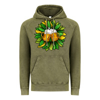 Vintage Olive St. Patricks Sunflower With Beer Vintage Hoodie - BundleAndBundleShop