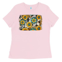 Bubblegum Pink gemstone sunflower cowhide background Ladies Tee - Jasminsmagicworld