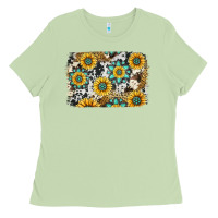 Matcha gemstone sunflower cowhide background Ladies Tee - Jasminsmagicworld
