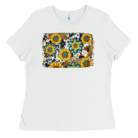 White gemstone sunflower cowhide background Ladies Tee - Jasminsmagicworld