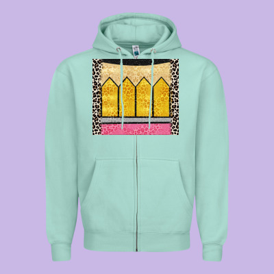 Glitter Pencil Zipper Hoodie Designed By Cowgirlartshop