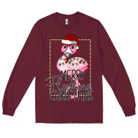 Burgundy Merryy Flocking Christmas Flamingo Long Sleeve Tee - Bettercallsaul