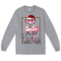 Heather Grey Merryy Flocking Christmas Flamingo Long Sleeve Tee - Bettercallsaul