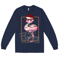 Navy Merryy Flocking Christmas Flamingo Long Sleeve Tee - Bettercallsaul