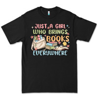 Black just a girl who brings books everywhere Premium Tee - MaliasSmallBusiness