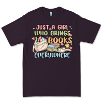 Plum just a girl who brings books everywhere Premium Tee - MaliasSmallBusiness