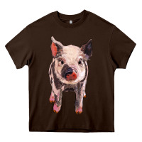 Chocolate Brown pig Heavy Core Tee - BarkalooDesign