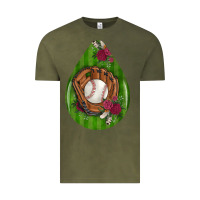 Vintage Olive baseball and western roses teardrop  4 Vintage Tee - BundleAndBundleShop