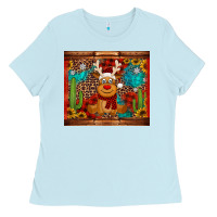 Baby Blue western christmas reindeer Ladies Tee - Jasminsmagicworld