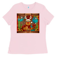 Bubblegum Pink western christmas reindeer Ladies Tee - Jasminsmagicworld