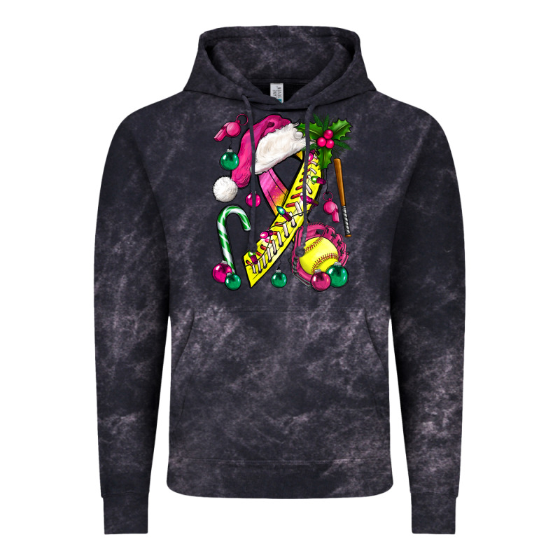 Pink Christmas Breast Cancer Ribbon Softball Vintage Hoodie by BundleAndBundleShop | Teevron