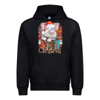 Black merry Christmas pig Urban Hoodie - CowhideDigitalArt