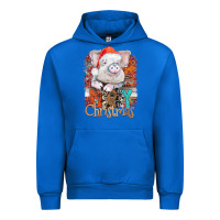 Cobalt merry Christmas pig Urban Hoodie - CowhideDigitalArt