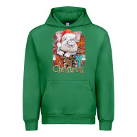 Emerald merry Christmas pig Urban Hoodie - CowhideDigitalArt