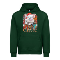 Forest Green merry Christmas pig Urban Hoodie - CowhideDigitalArt