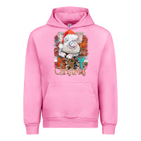 Fuchsia Pink merry Christmas pig Urban Hoodie - CowhideDigitalArt