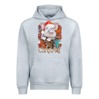 Heather Grey merry Christmas pig Urban Hoodie - CowhideDigitalArt