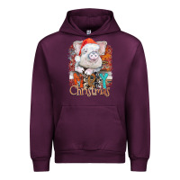 Mauve Wine merry Christmas pig Urban Hoodie - CowhideDigitalArt